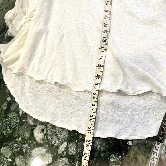 Free People Oversized Linen Cotton Blend Ruched Long Sleeves Top Sz Large - Picture 9 of 14